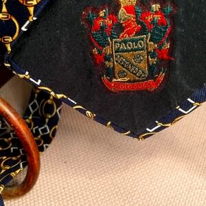 Paolo Gucci Navy And Gold Equestrian Necktie